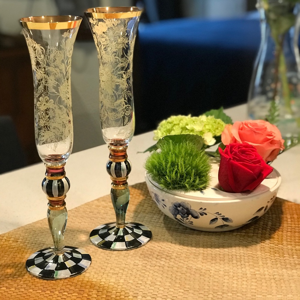 🥂🍾MacKenzie Childs Champagne Flutes 🥂🍾